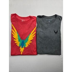 Lot of 2 Maverick by Logan Paul Graphic T-Shirts Mens Medium Red Gray Bird Logo
